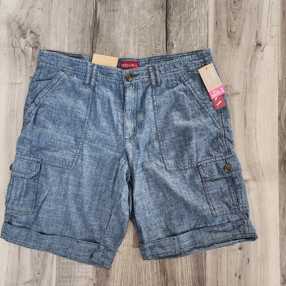 Merona Womend Light Blue Cargo Chambray Shorts
